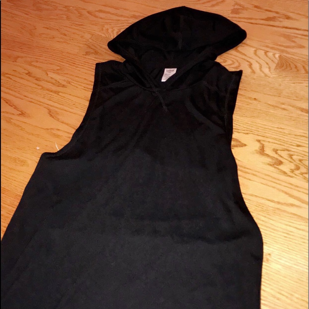 A black shirt with hoodie